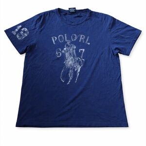 Polo Ralph Lauren Navy Blue Graphic Tee RL 67 Classic Fit Size L Preloved